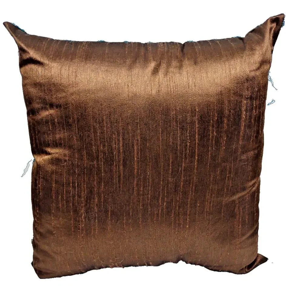 Twill Tweed Sunburst Teal and Gold Square Decorative Throw Pillow 16